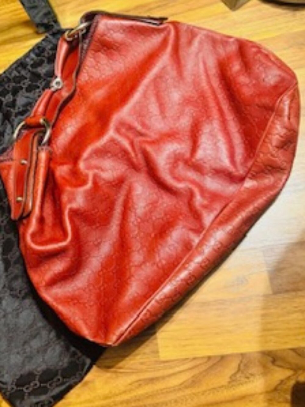 Vintage Gucci Guccissima red Horsebit hobo